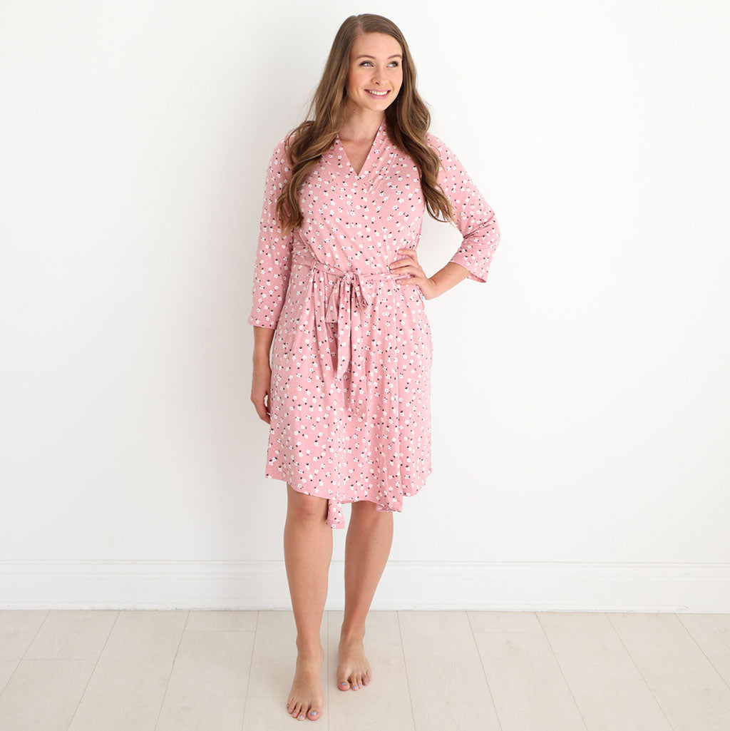 Floral Pink Women's Maternity Robe Emmilene