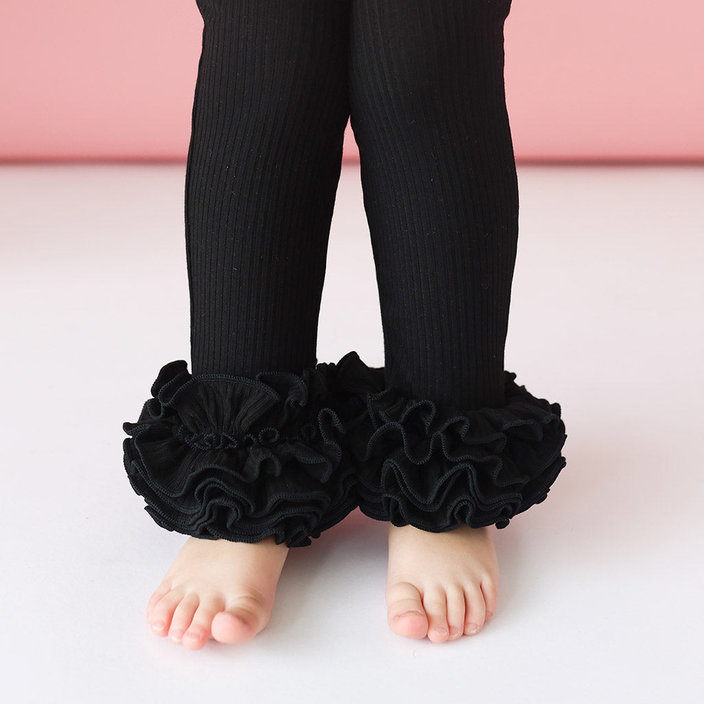 Girls Knit Ruffle Leggings - Whooo's Cute
