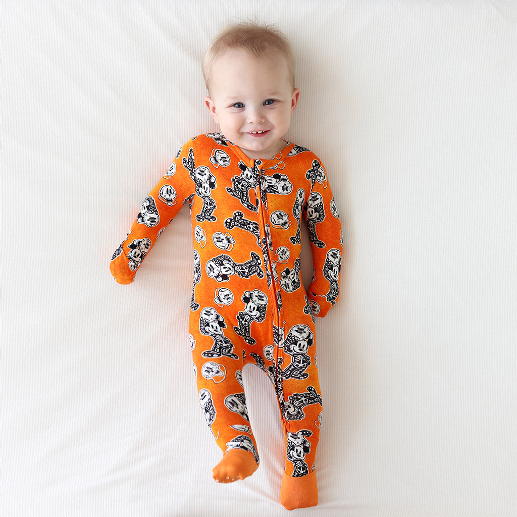 Orange One Piece Baby Footie Pajamas  Disney Mickey Halloween –