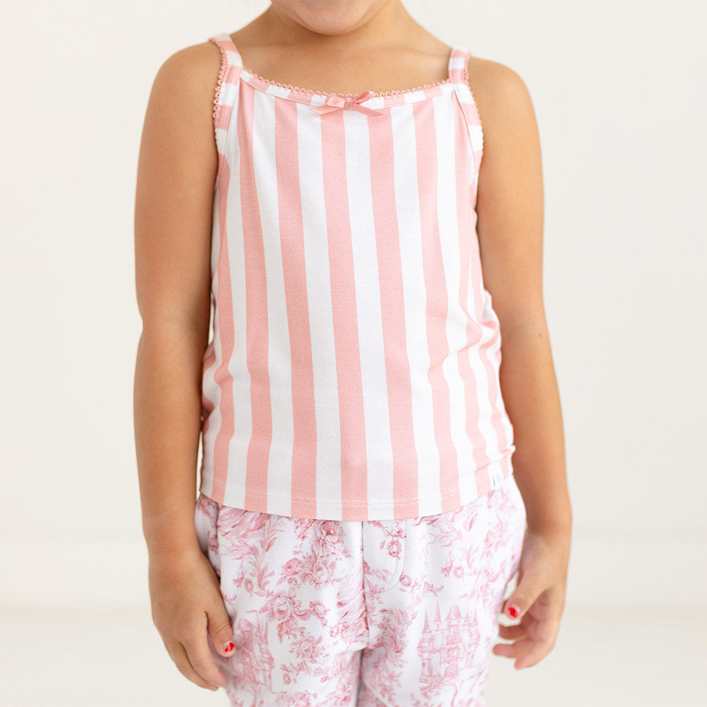 Striped Pink Toddler Girl Picot Camisole