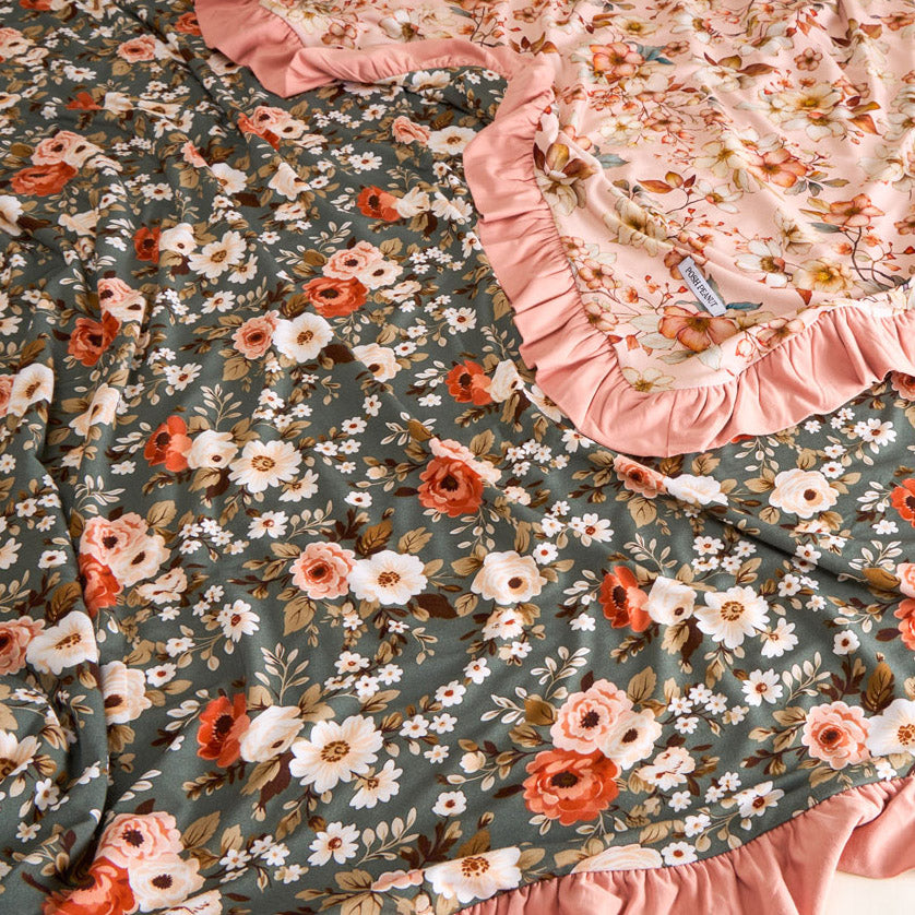 Floral Pink Reversible Baby Blanket Aura & Kylee
