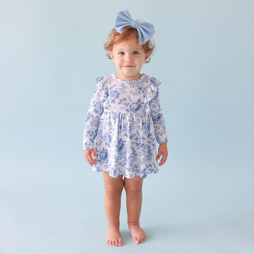 Posh Peanut Terelle Long Sleeve Ruffled Bodysuit store Dress, 6-12M