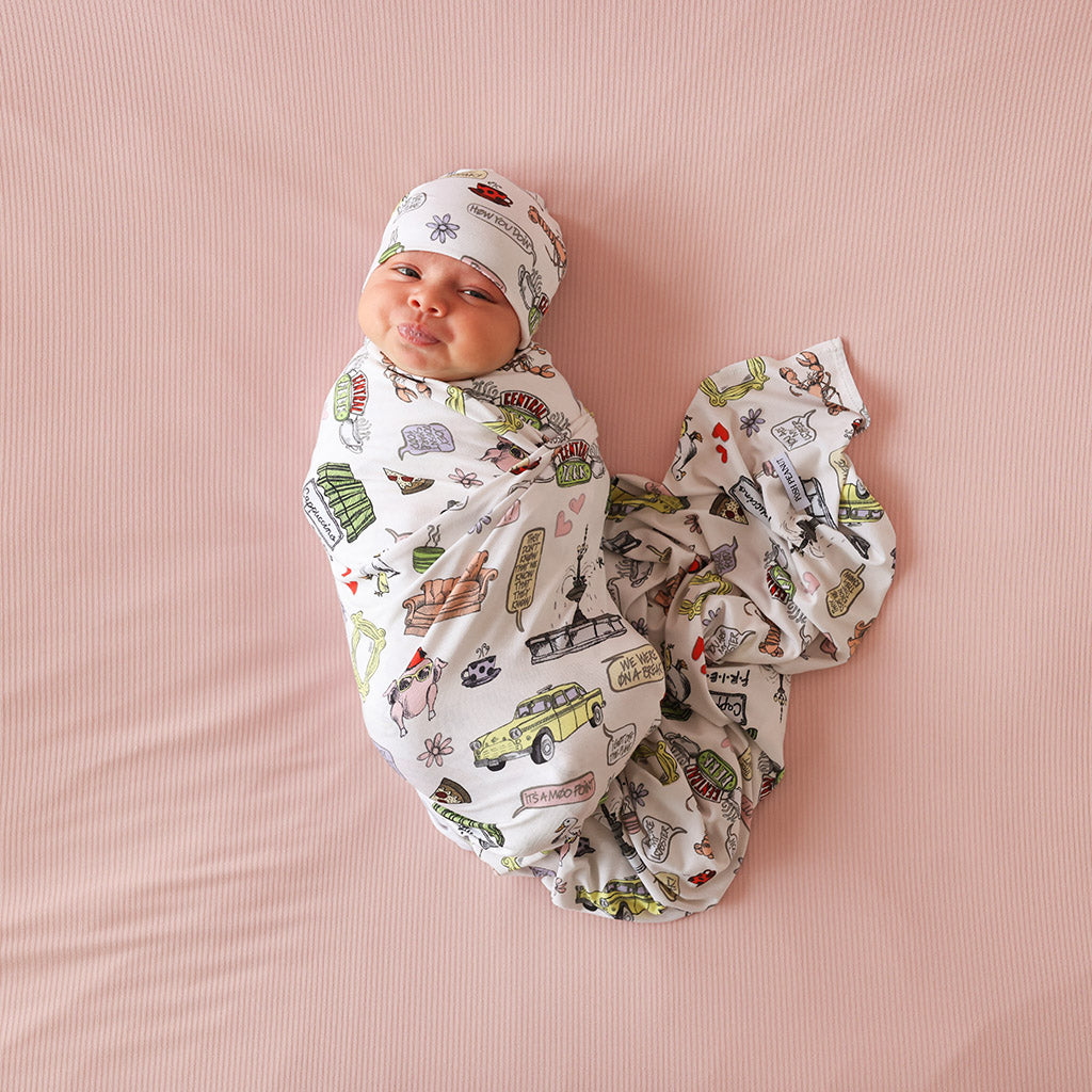 Posh peanut twirl & selling swaddle set