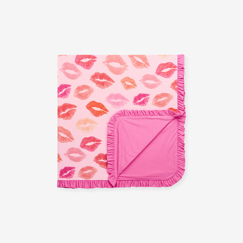 Isabela & Posh Lipstick Pink Ruffled Luxette Patoo® Blanket