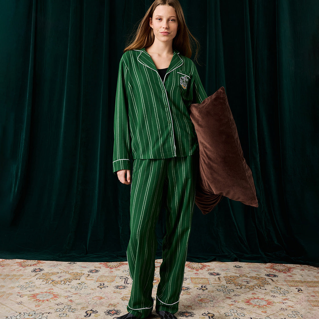 Harry Potter Green Luxe Flannel Womens Pajamas Slytherin Classic