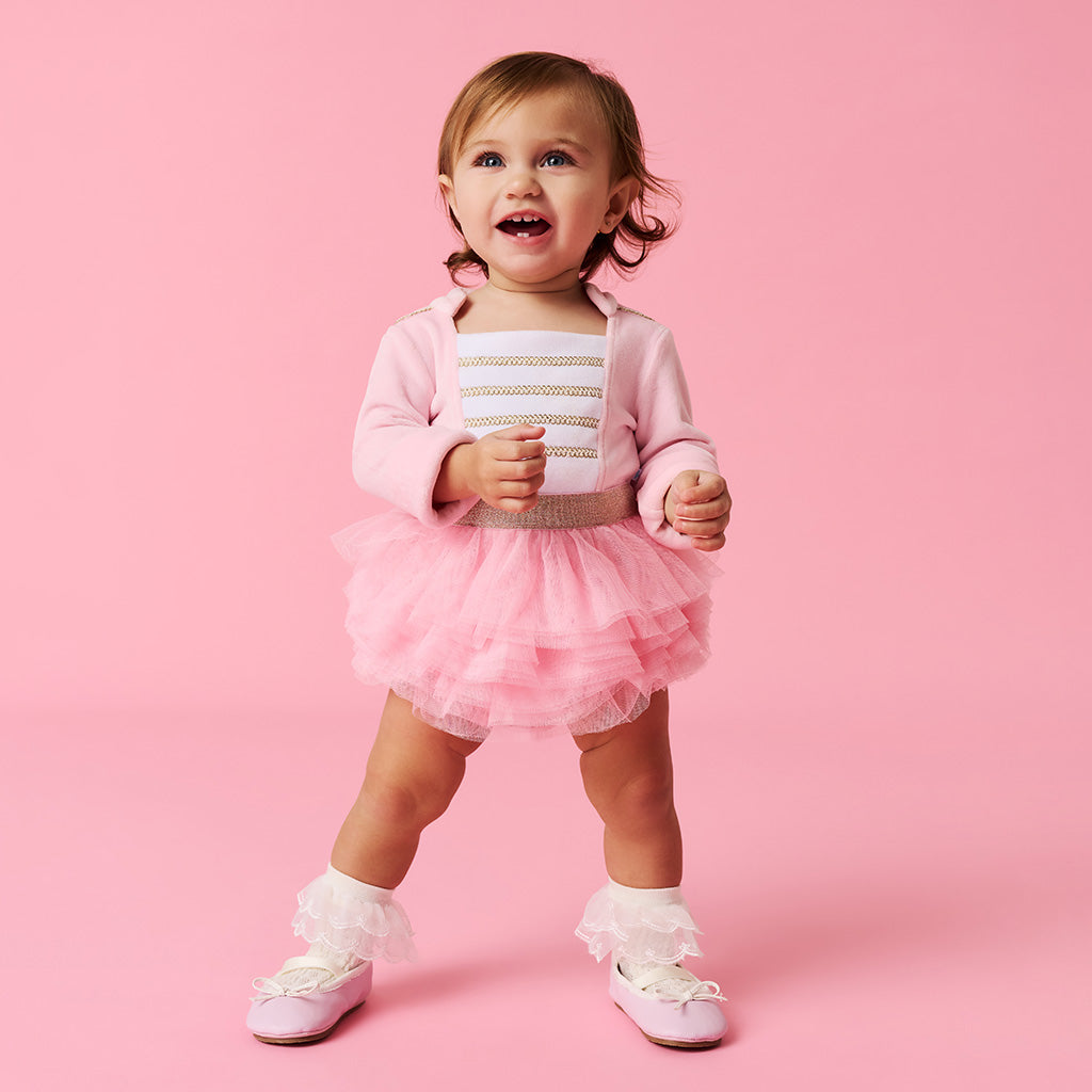 Holiday Pink Girl Tulle Onesie Posh Pink Nutcracker