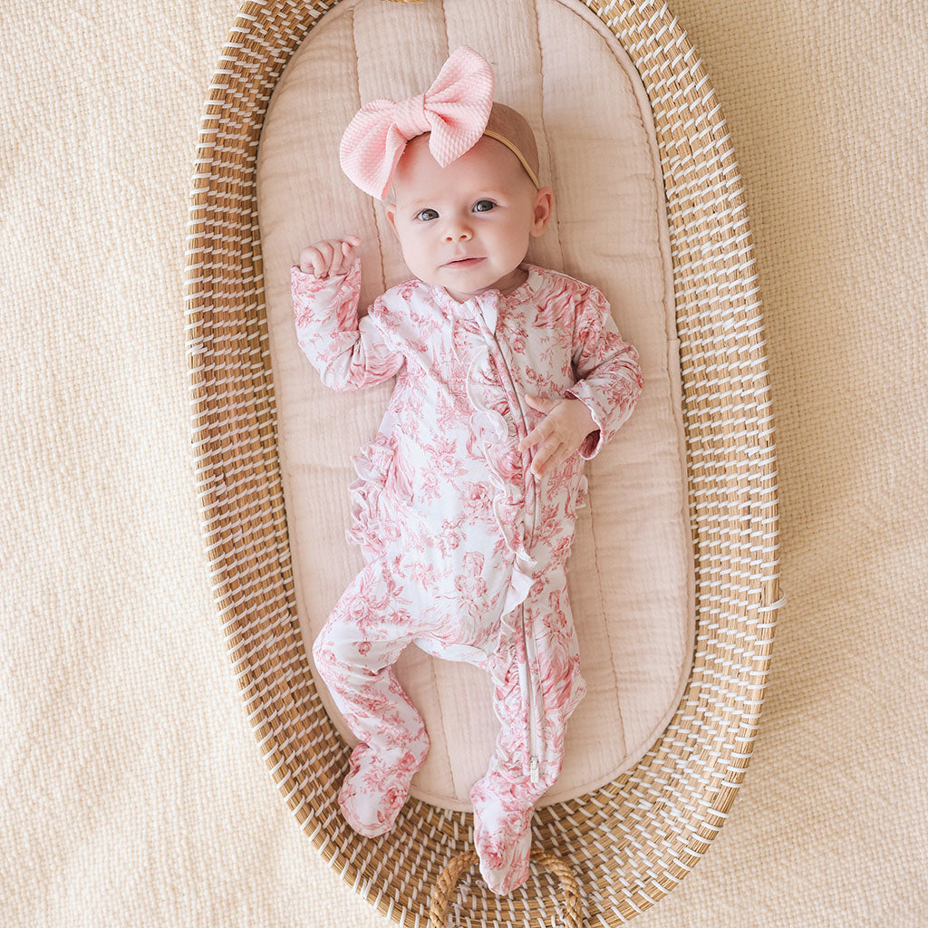 Floral White Baby Girl Sleeper | Antoinette