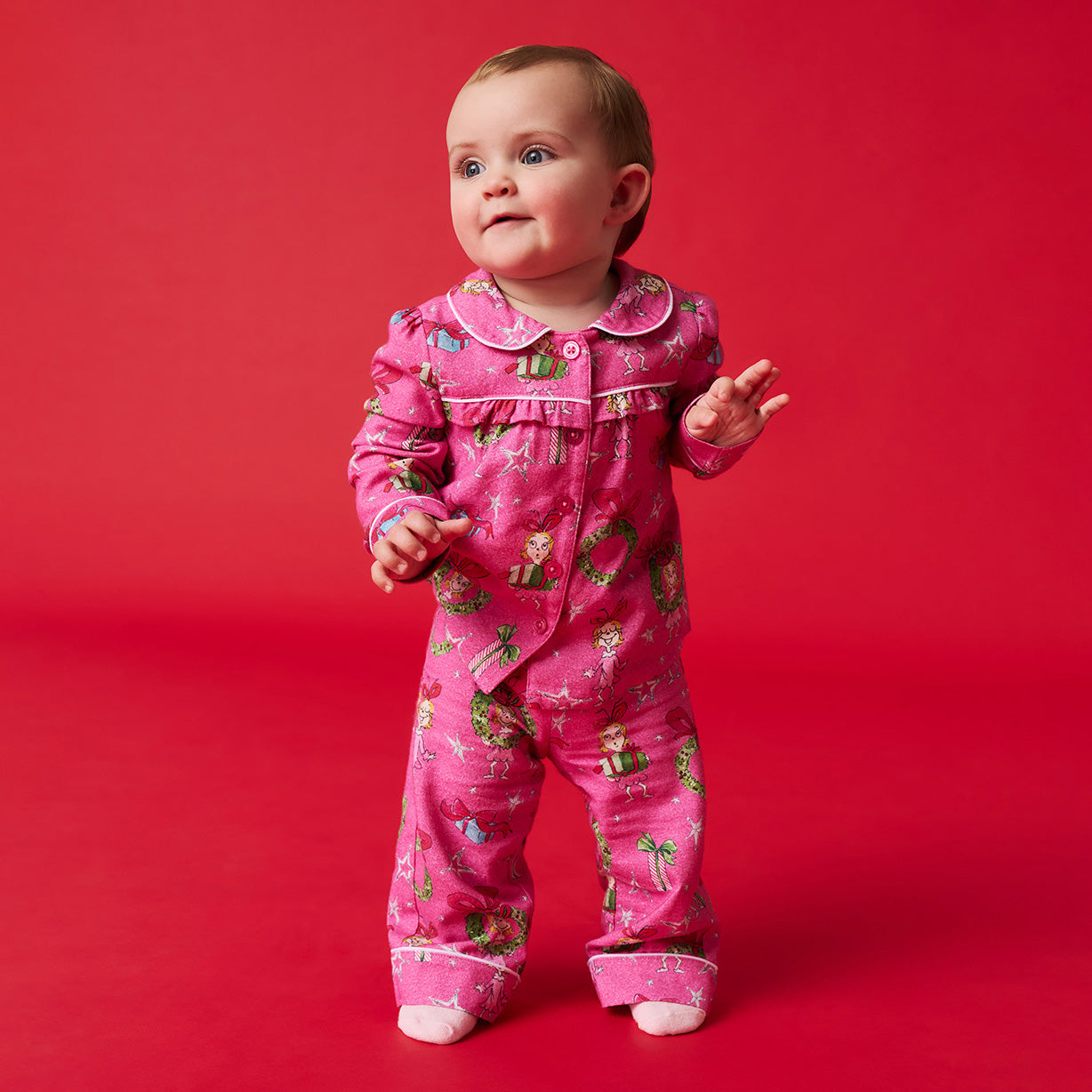 Seuss Cindy Lou Who Flannelette Ruffled Pajama Set