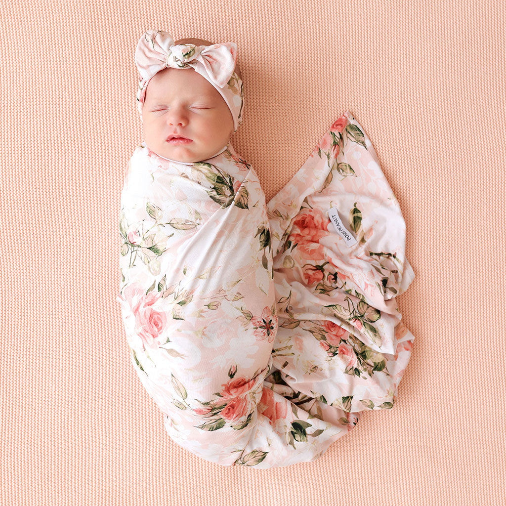 【 Baby Alexia 】Gauze Swaddle  Girl Baby Alexia 】Gauze Swaddle Girl Swaddle & Headband Set | Vintage