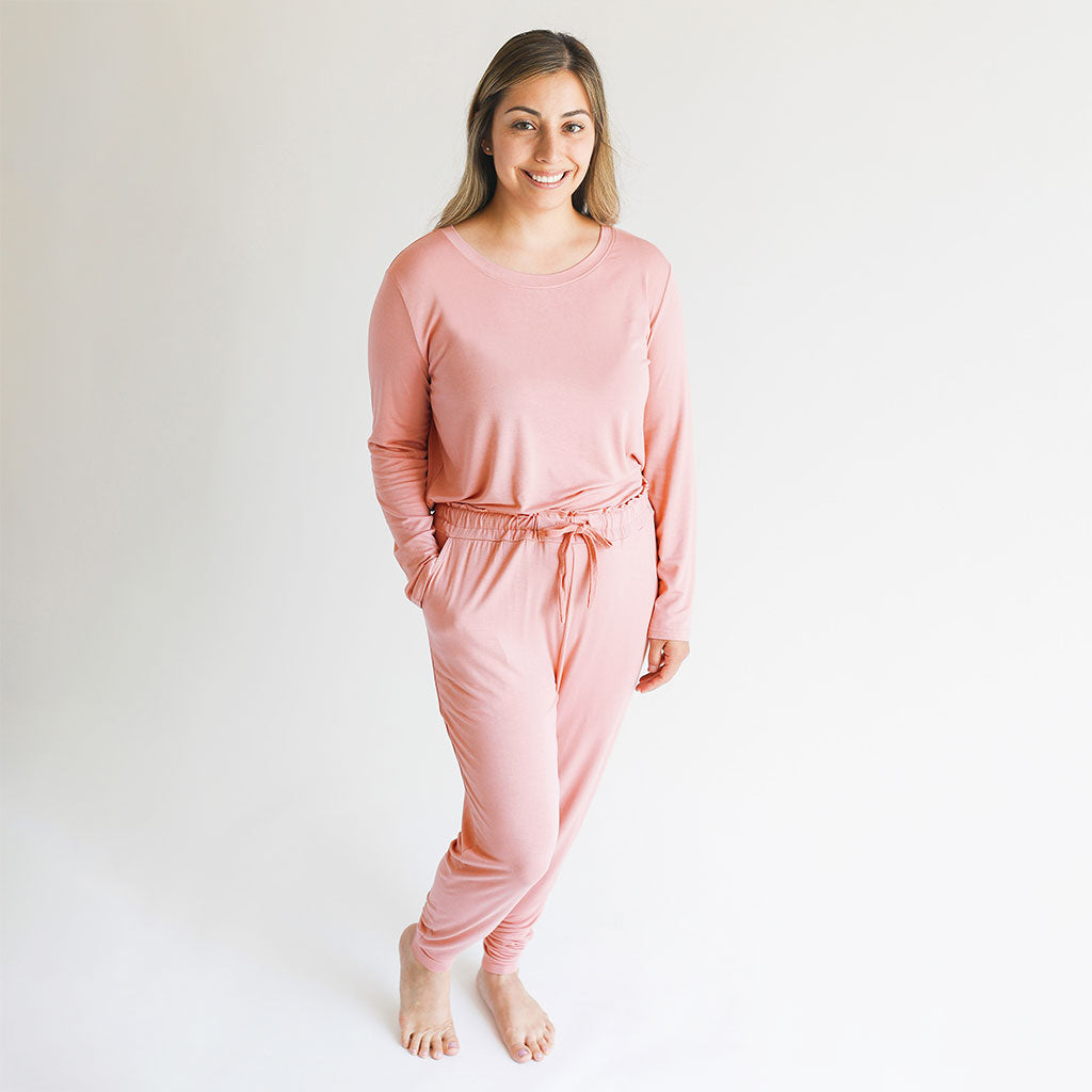 Solid French Terry Jogger - Peach in Women's Loungewear Sets, Pajamas for  Women