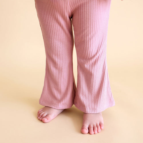 Dusty Rose Ribbed Bell Bottoms