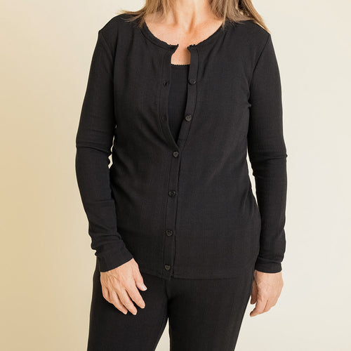 Women's Black Pointelle Cardigan