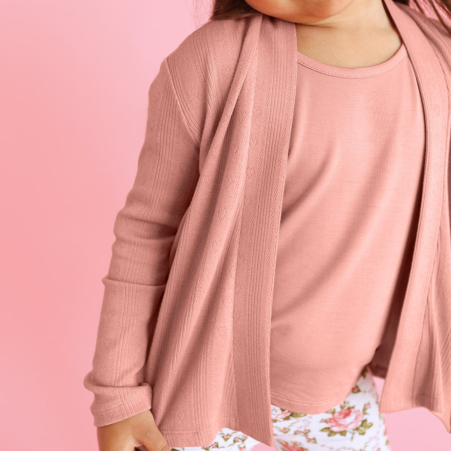 Dusty Rose Pointelle Fly Away Cardigan