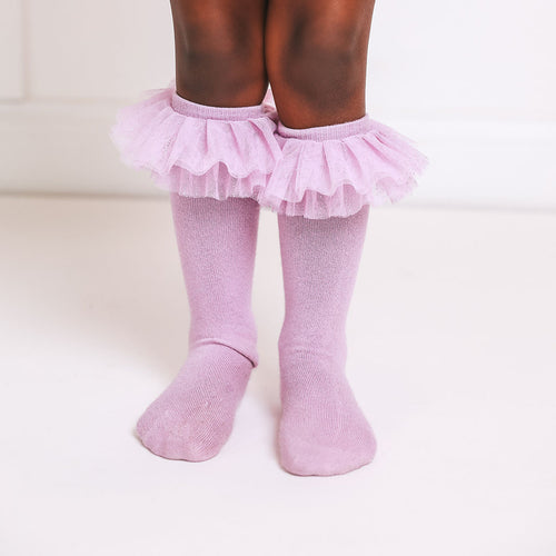 Lovely Lavender Tulle Ruffle Knee High Socks