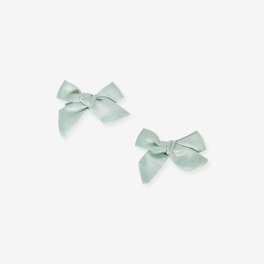 Mint Sparkle Mini Bow Hair Clips