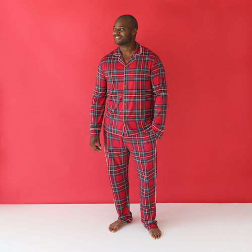 Red Tartan Plaid Men's Relaxed Pant Luxe Loungewear