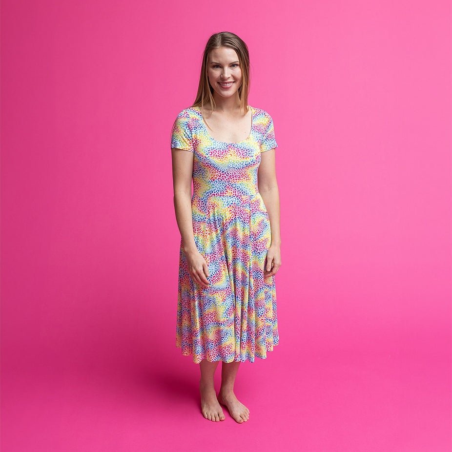 Lisa Frank® I Love Rainbow Leopard Women's Scoop Midi Dress