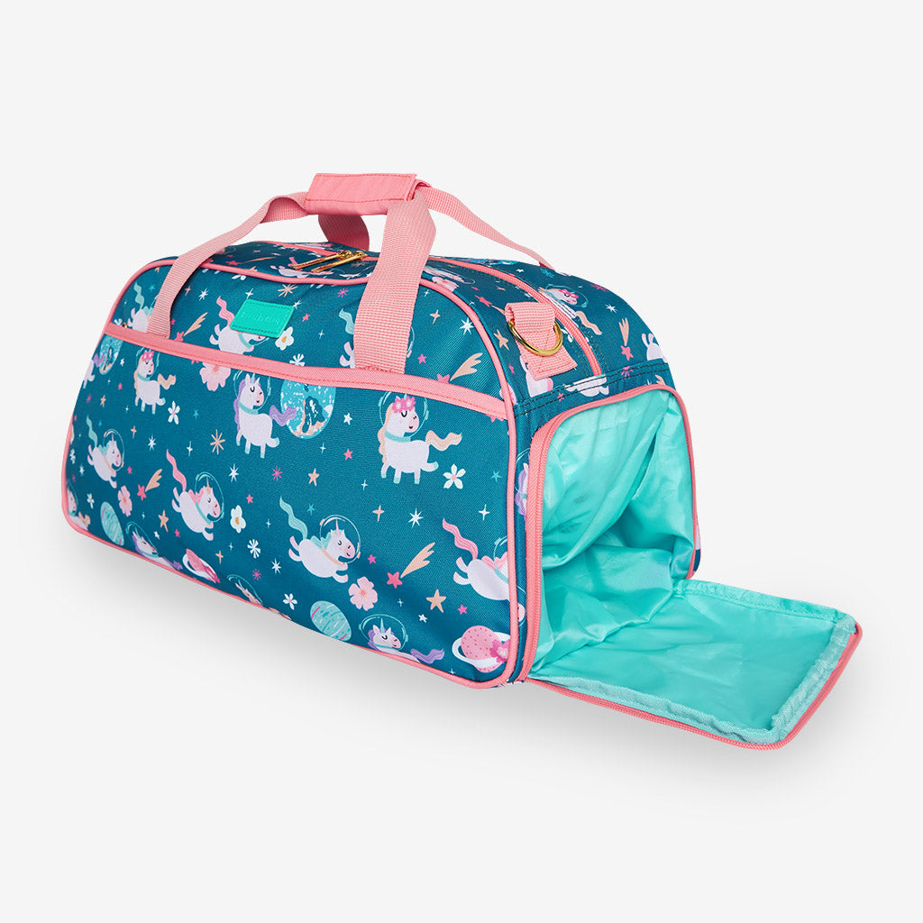 Space Unicorn Teal Duffle Bag