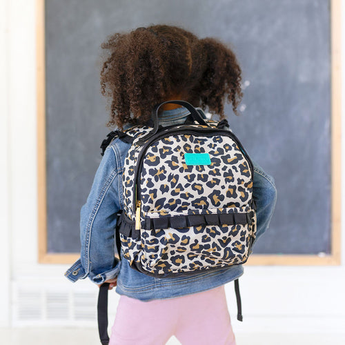 Lana Leopard Tan Ruffled Mini Backpack