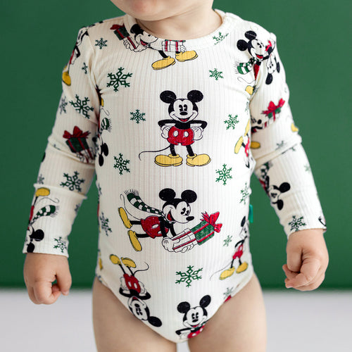 Disney Mickey Mouse Holiday Long Sleeve Bodysuit