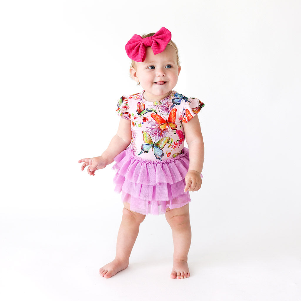 Butterflies Pink Girl Tulle Onesie