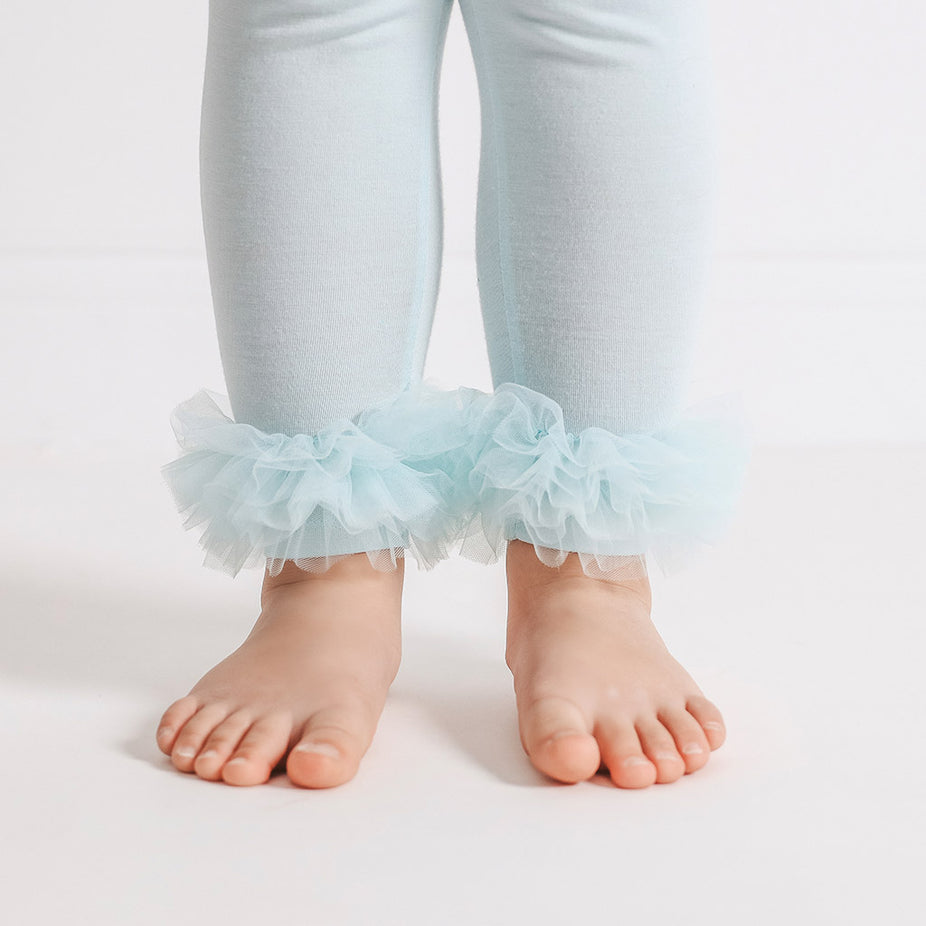 Starry Blue Tulle Ruffled Leggings