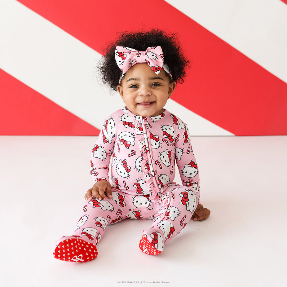 Hello Kitty® Candy Cane Footie Ruffled Zippered One Piece