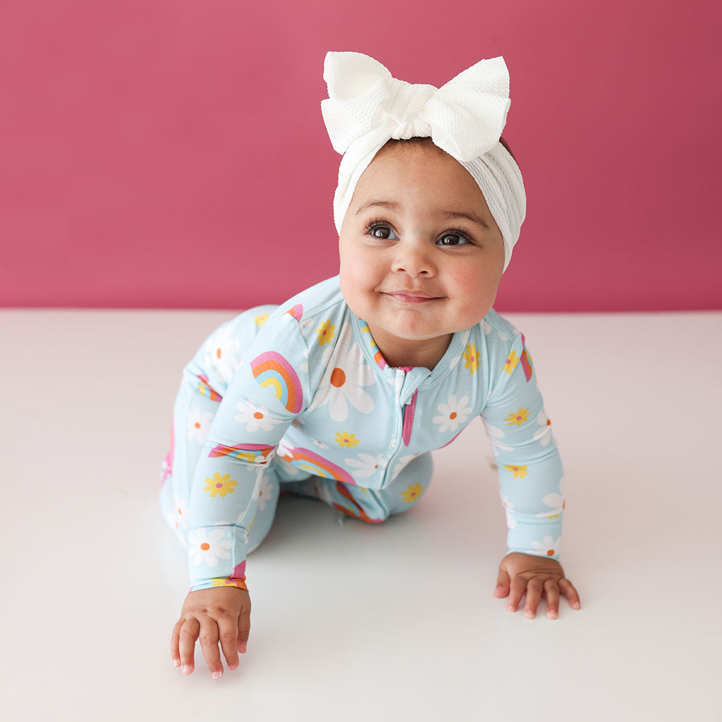 Rainbow Floral Blue Baby Convertible Sleeper Dancing Daisies