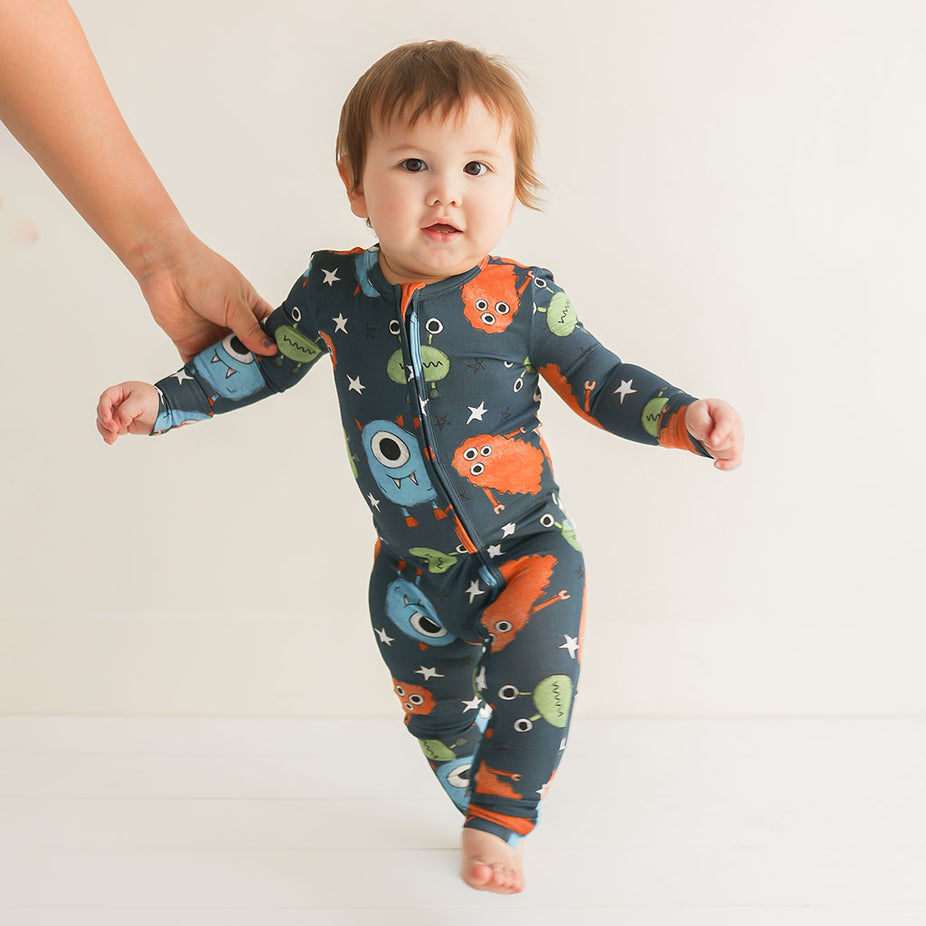 Posh Peanut Baby's Spacelings Convertible One Piece in Blue, 9-12 mo, Viscose from Bamboo