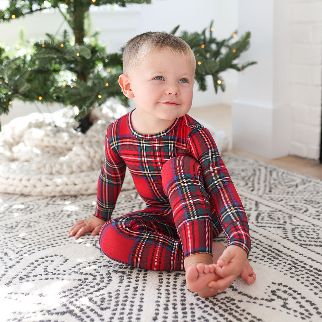 Plaid Red Long Sleeve Toddler Pajamas Red Tartan Plaid