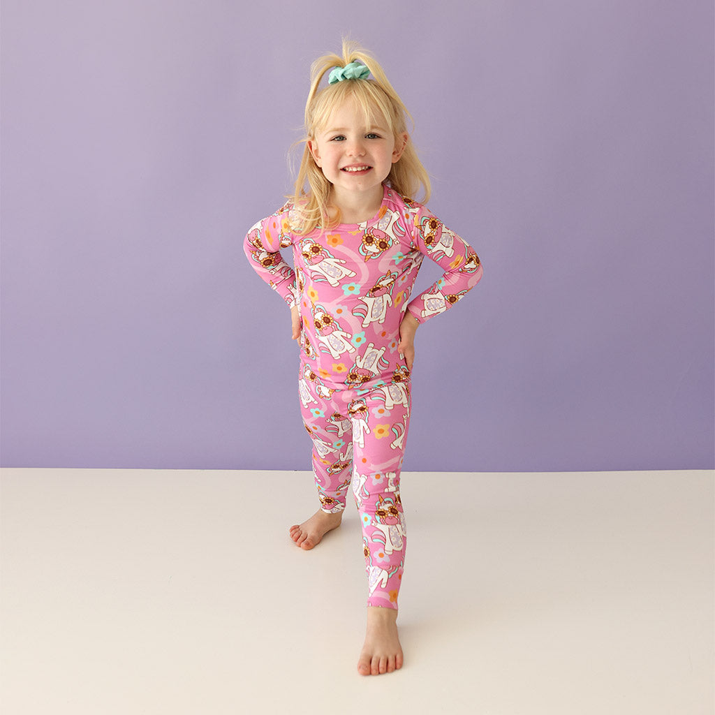 Unicorns Pink Long Sleeve Toddler Pajamas | Unicorn Vibes