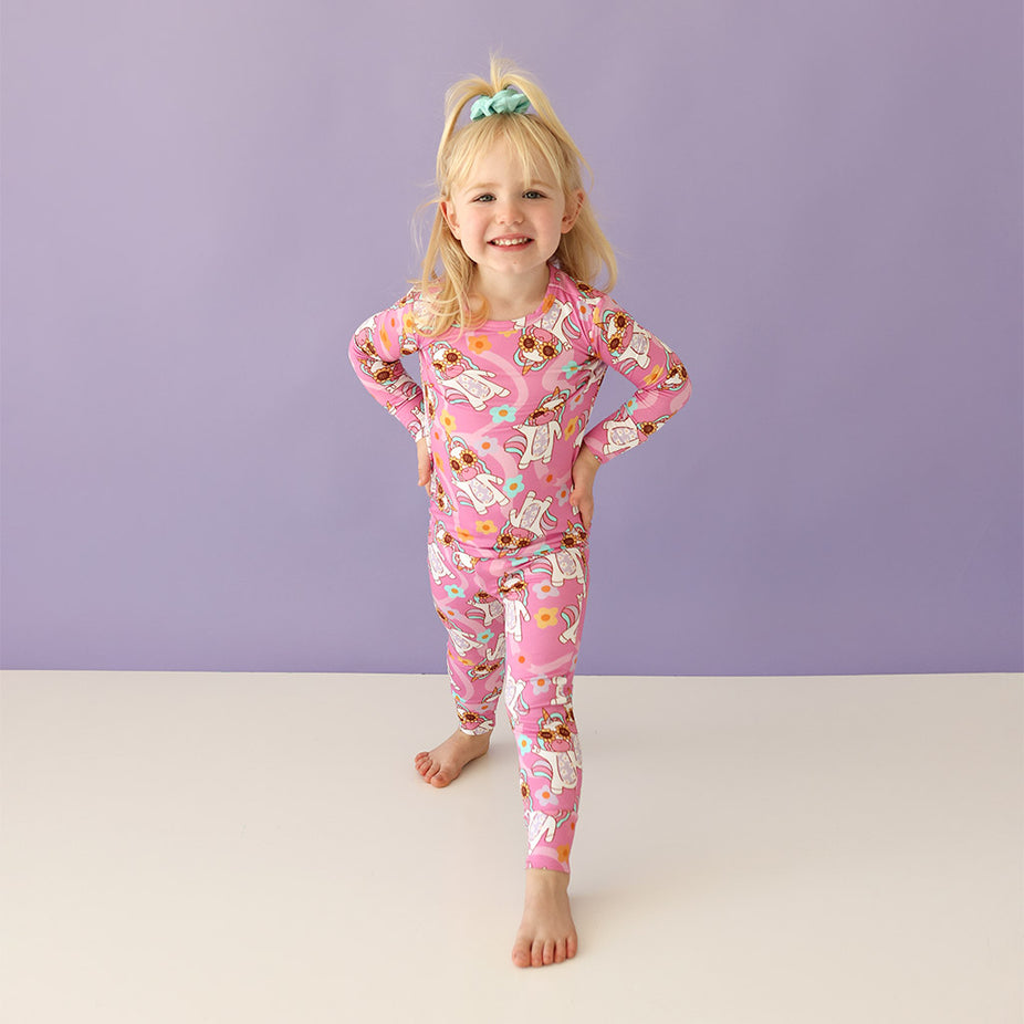 Unicorn Print Kids Girls Pajamas Set Long Sleeve Tops + Jogger Pants Comfy  Loungewear Sleepwear