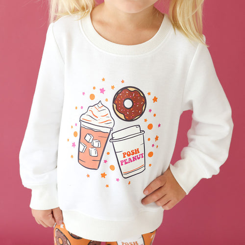 Coffee & Donuts Fleece Pullover Sweatshirt
