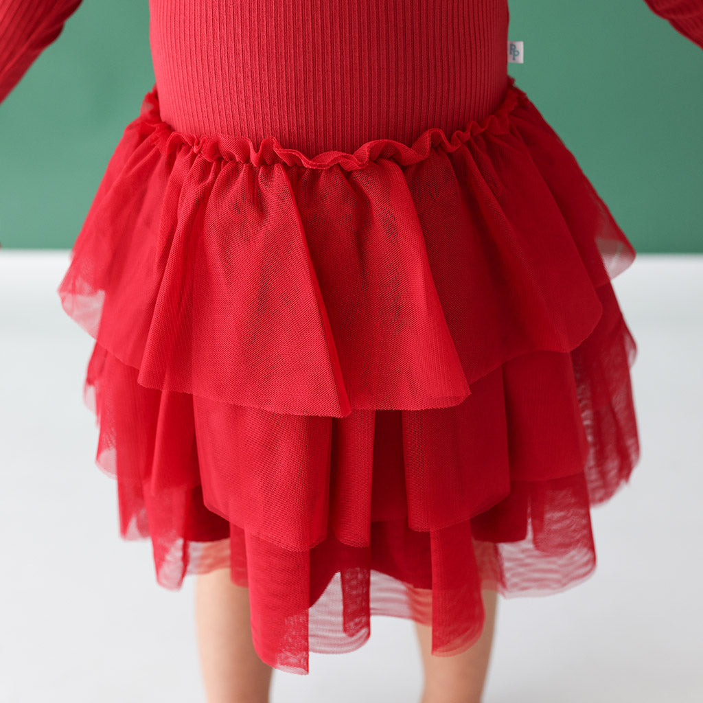  Ribbed Tulle Dress for Toddler Girls Short Sleeve