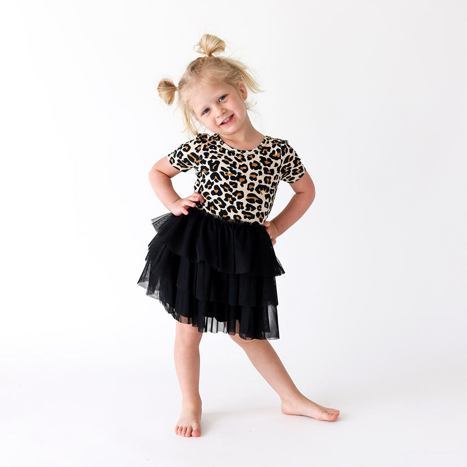 Leopard Brown Girl Toddler Tulle Dress