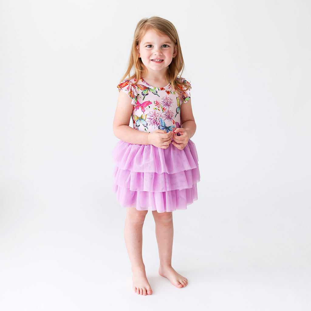 Butterflies Pink Girl Toddler Tulle Dress | Watercolor Butterfly ...