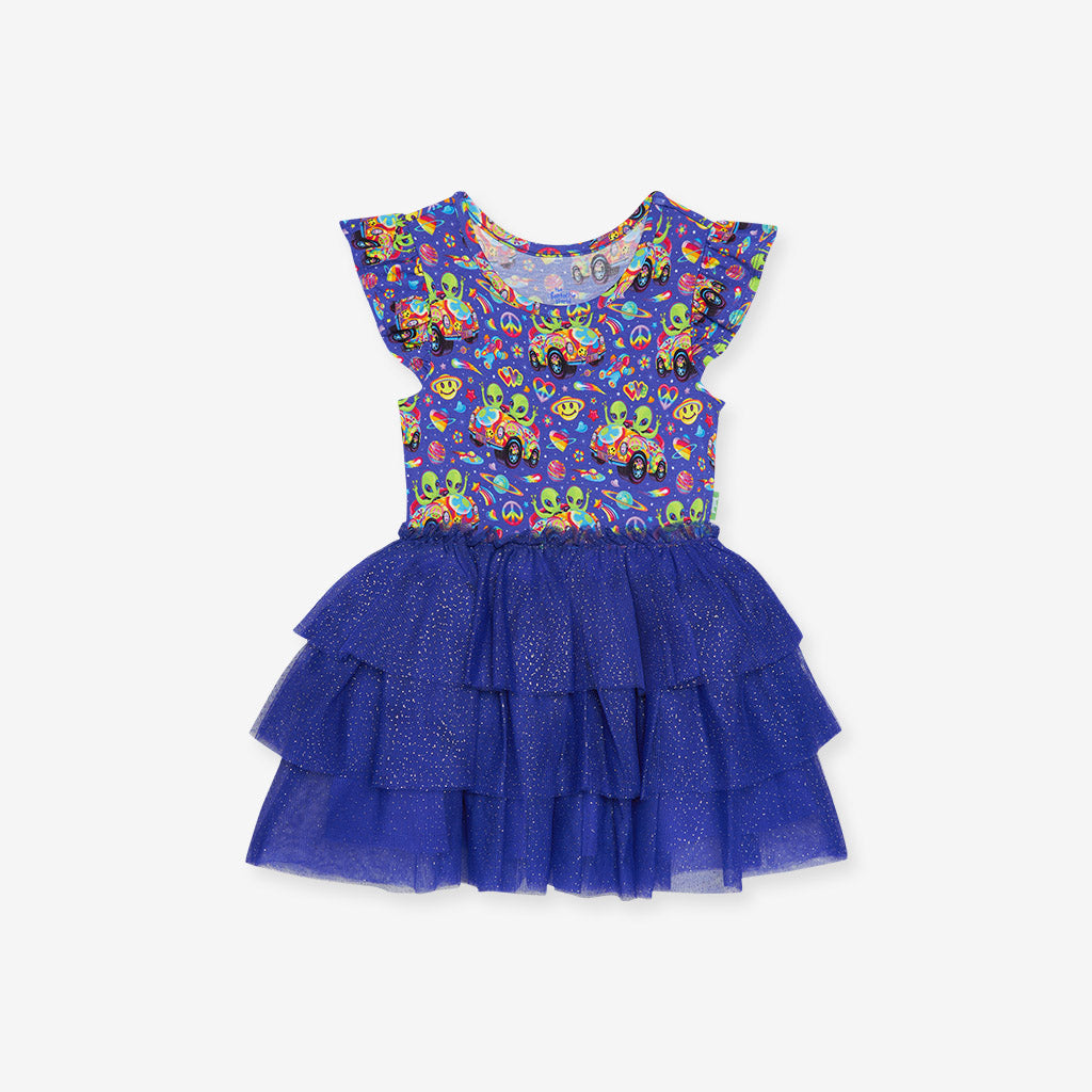 Aliens Blue Girl Toddler Tulle Dress | Lisa Frank® Zoomer & Zorbit