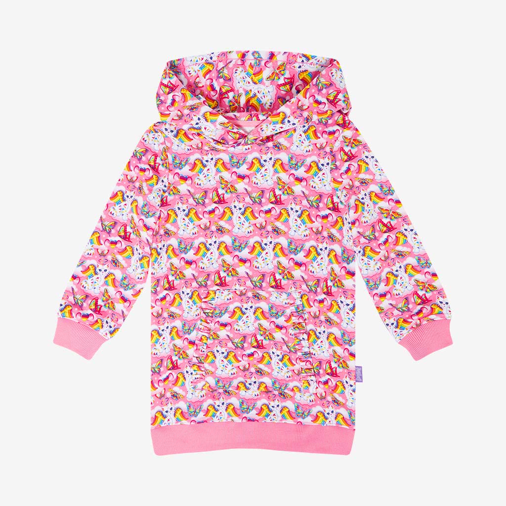 Lisa Frank Angel Kitty Long Sleeve Hoodie Sweatshirt Dress