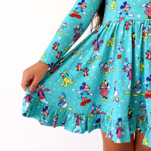Disney100 Long Sleeve Ruffled Twirl Dress