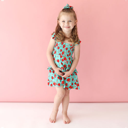 Happy Berry Flutter Sleeve Smocked Babydoll Dress