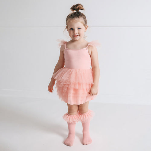 Starry Pink Tulle Smocked Dress