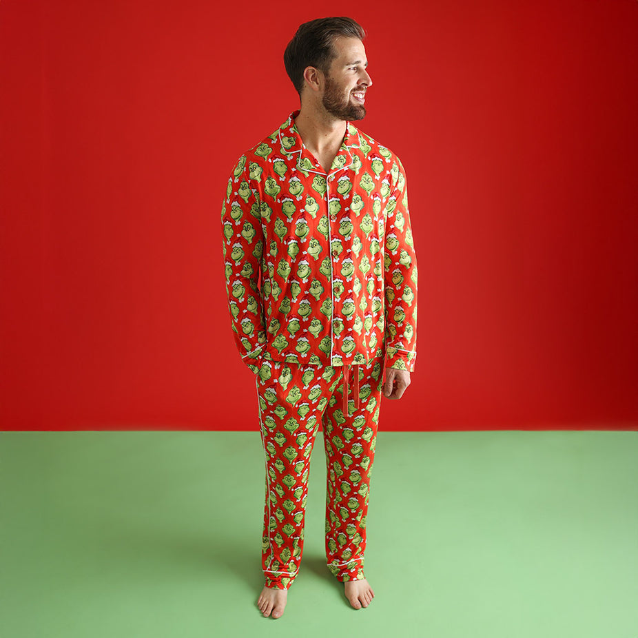 Red Long Sleeve Luxe Men's Pajamas Seuss The Grinch