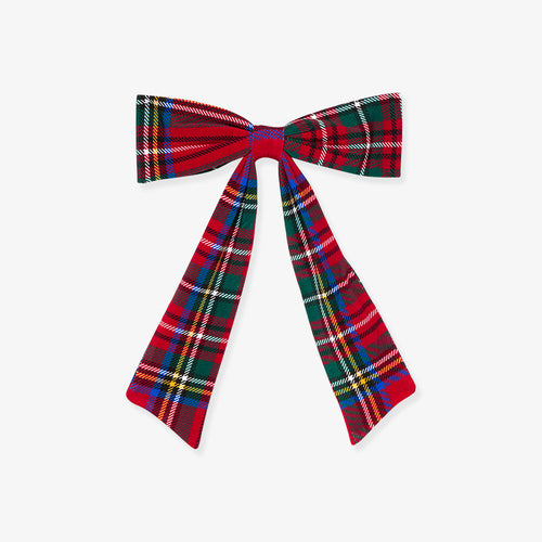 Red Tartan Plaid Luxe Bow Hair Clip