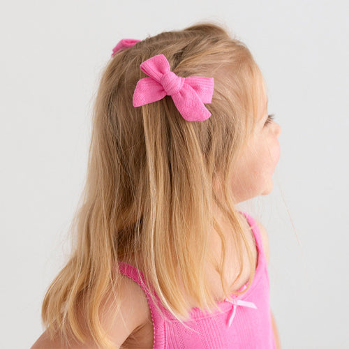 Cruisin' Pink Pointelle Mini Bow Hair Clips