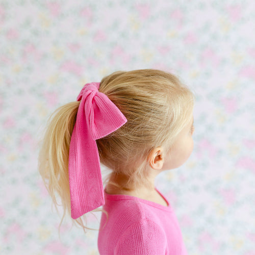 Cruisin' Pink Pointelle Luxe Bow Hair Clip