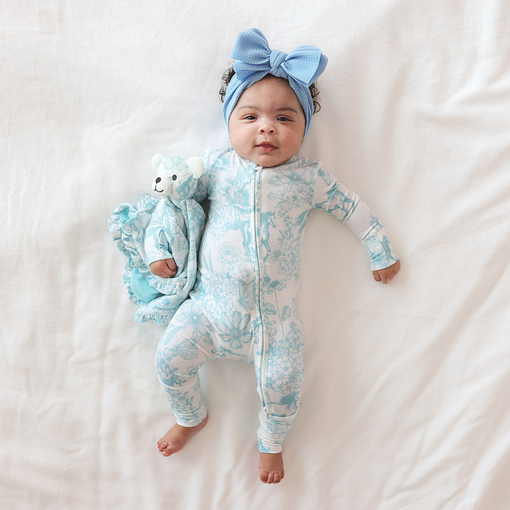 Posh Peanut sale Blue Denim Set & Lovey 0-3