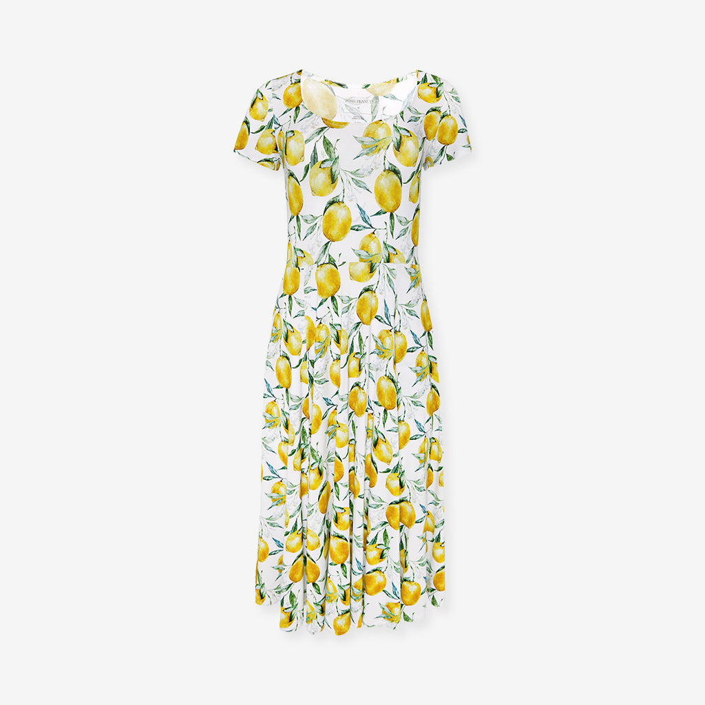 Lemons Yellow Women's Midi Flare Dress | Limoncello