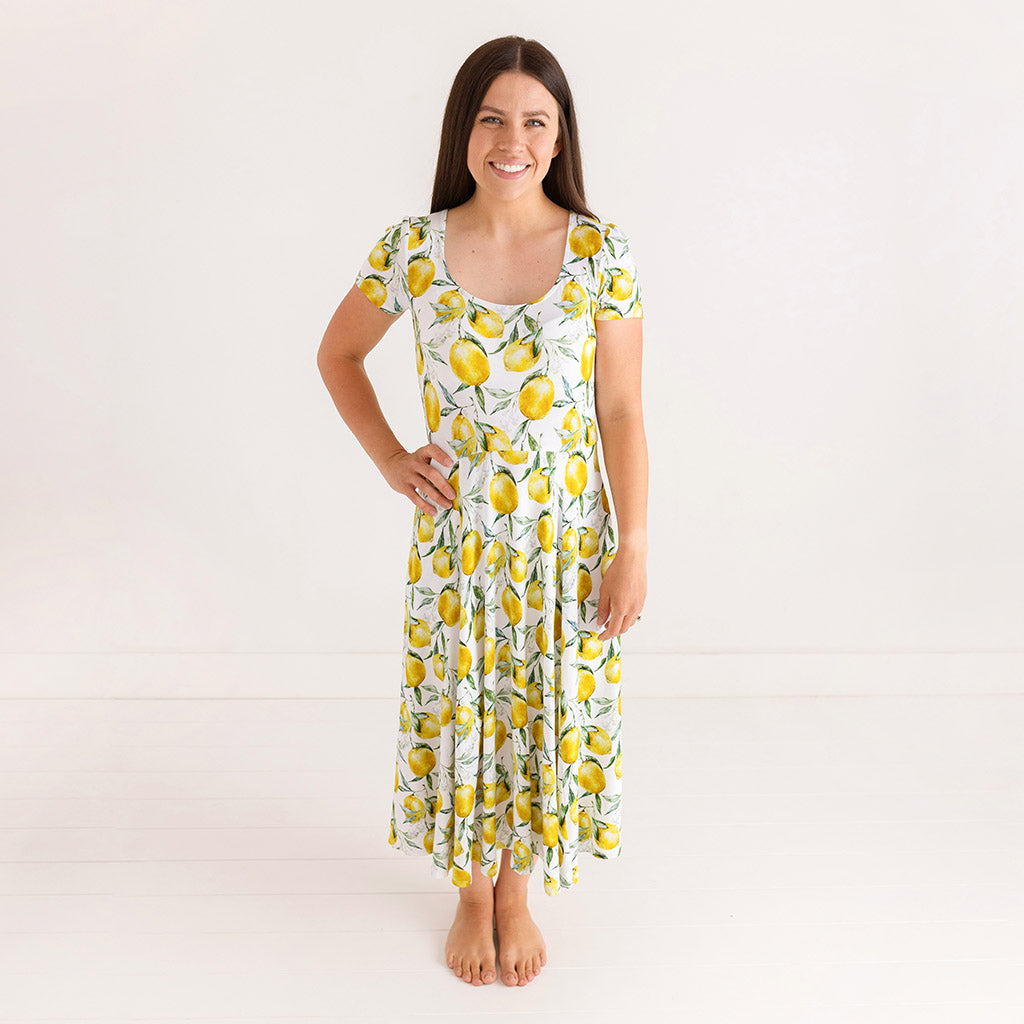 Lemons Yellow Women's Midi Flare Dress | Limoncello