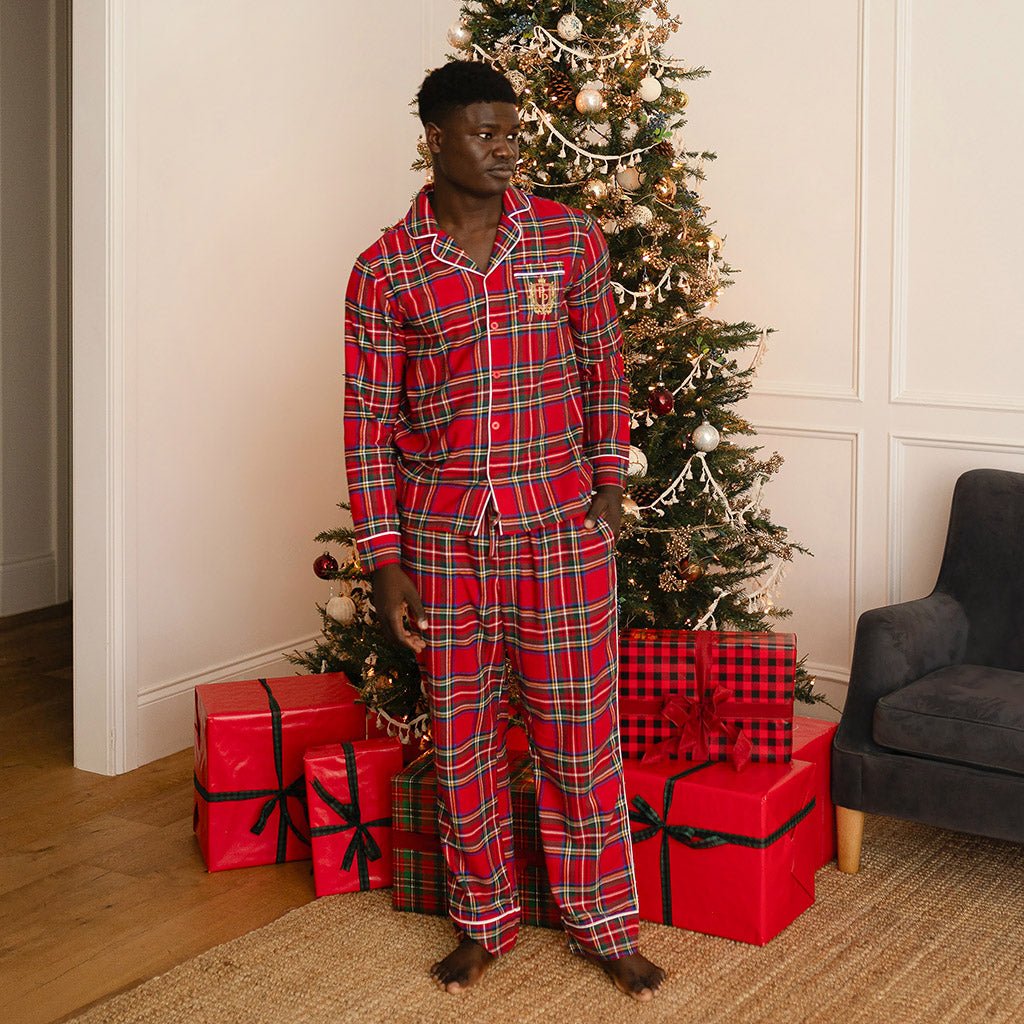 Mens red plaid pajamas sale