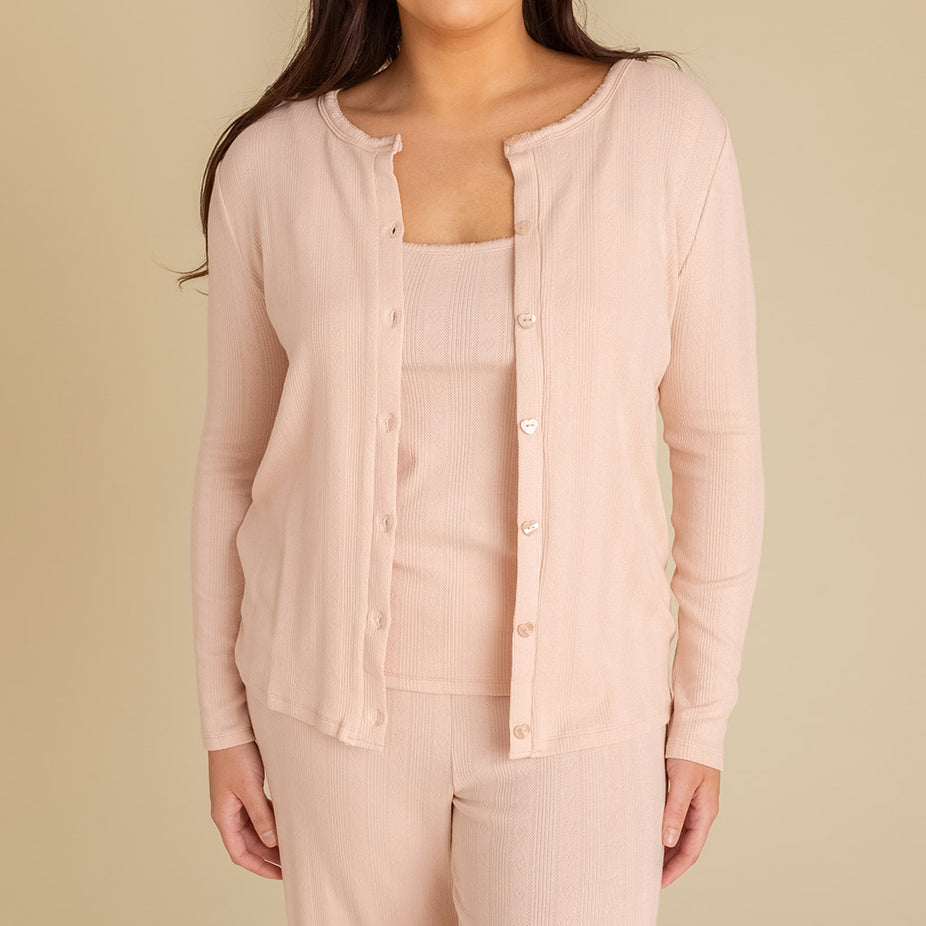 Dusty Blush Women's Pointelle Cardigan